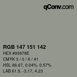 Color code: RGB 147 151 142 | qconv.com