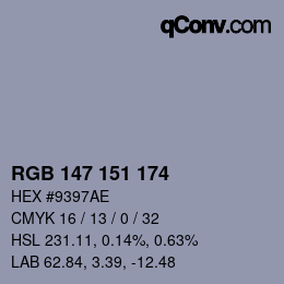 Color code: RGB 147 151 174 | qconv.com