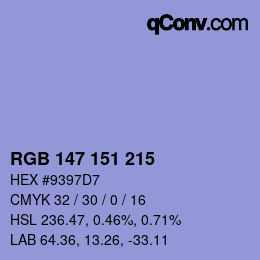 Color code: RGB 147 151 215 | qconv.com
