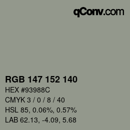 カラーコード: RGB 147 152 140 | qconv.com