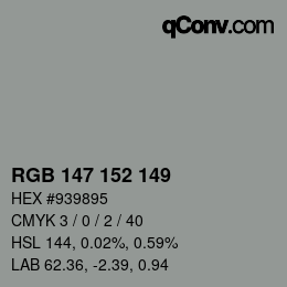 颜色代码: RGB 147 152 149 | qconv.com