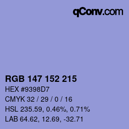Color code: RGB 147 152 215 | qconv.com