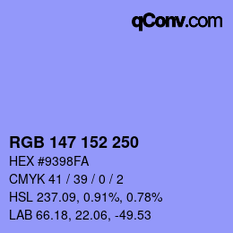 Color code: RGB 147 152 250 | qconv.com