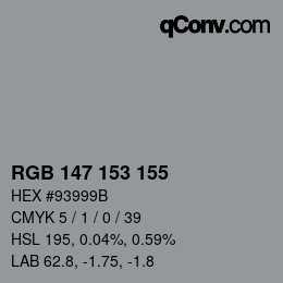 Farbcode: RGB 147 153 155 | qconv.com