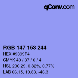 Color code: RGB 147 153 244 | qconv.com
