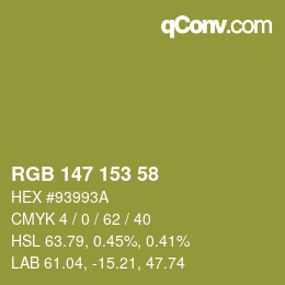 Color code: RGB 147 153 58 | qconv.com