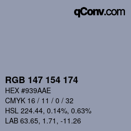 Color code: RGB 147 154 174 | qconv.com
