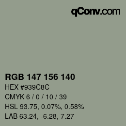 Farbcode: RGB 147 156 140 | qconv.com