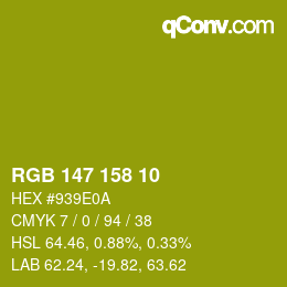 Color code: RGB 147 158 10 | qconv.com