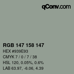 Color code: RGB 147 158 147 | qconv.com