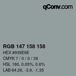 Color code: RGB 147 158 158 | qconv.com