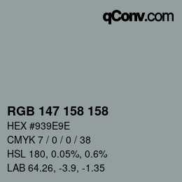 カラーコード: RGB 147 158 158 | qconv.com