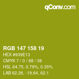 カラーコード: RGB 147 158 19 | qconv.com