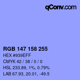 Color code: RGB 147 158 255 | qconv.com