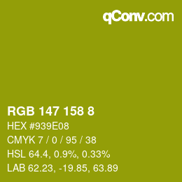 颜色代码: RGB 147 158 8 | qconv.com