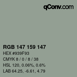 Color code: RGB 147 159 147 | qconv.com