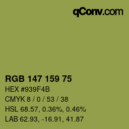Farbcode: RGB 147 159 75 | qconv.com