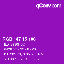 Color code: RGB 147 15 188 | qconv.com