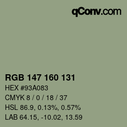 Farbcode: RGB 147 160 131 | qconv.com