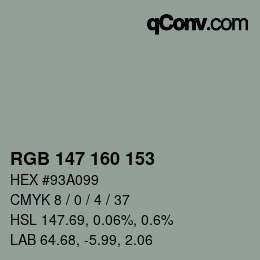 Farbcode: RGB 147 160 153 | qconv.com