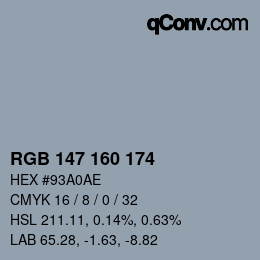 Color code: RGB 147 160 174 | qconv.com