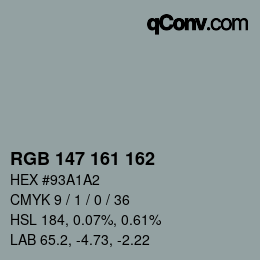 Color code: RGB 147 161 162 | qconv.com