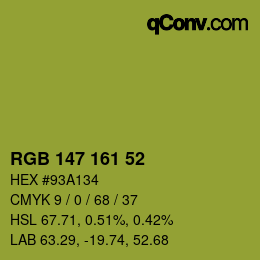 颜色代码: RGB 147 161 52 | qconv.com