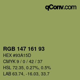 カラーコード: RGB 147 161 93 | qconv.com