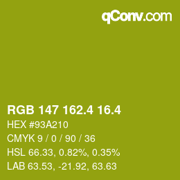 カラーコード: RGB 147 162.4 16.4 | qconv.com