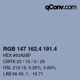 カラーコード: RGB 147 162.4 191.4 | qconv.com