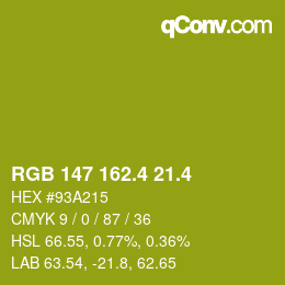 カラーコード: RGB 147 162.4 21.4 | qconv.com