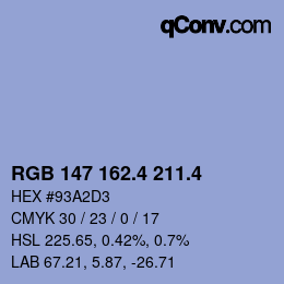 カラーコード: RGB 147 162.4 211.4 | qconv.com