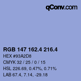 カラーコード: RGB 147 162.4 216.4 | qconv.com