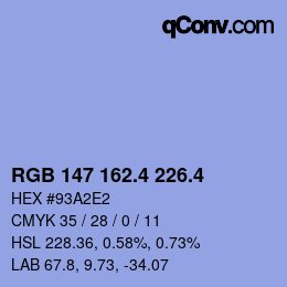 カラーコード: RGB 147 162.4 226.4 | qconv.com