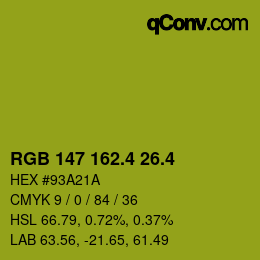 カラーコード: RGB 147 162.4 26.4 | qconv.com