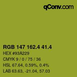 カラーコード: RGB 147 162.4 41.4 | qconv.com