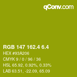 カラーコード: RGB 147 162.4 6.4 | qconv.com