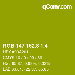 カラーコード: RGB 147 162.8 1.4 | qconv.com