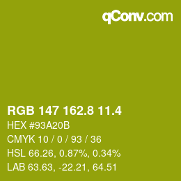カラーコード: RGB 147 162.8 11.4 | qconv.com