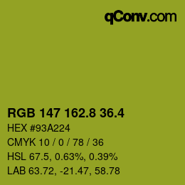 カラーコード: RGB 147 162.8 36.4 | qconv.com