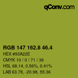 カラーコード: RGB 147 162.8 46.4 | qconv.com