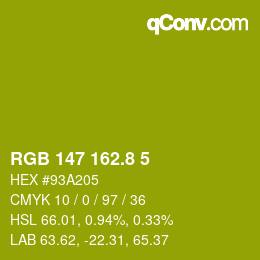 カラーコード: RGB 147 162.8 5 | qconv.com