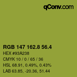 カラーコード: RGB 147 162.8 56.4 | qconv.com