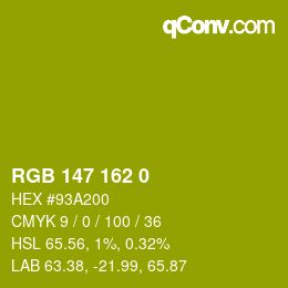 Color code: RGB 147 162 0 | qconv.com