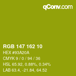 Color code: RGB 147 162 10 | qconv.com