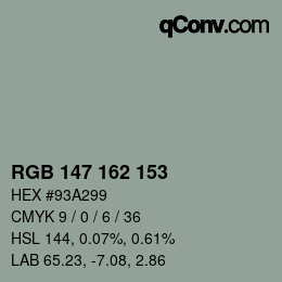 カラーコード: RGB 147 162 153 | qconv.com