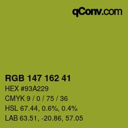 Color code: RGB 147 162 41 | qconv.com