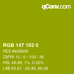 颜色代码: RGB 147 163 0 | qconv.com