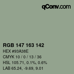 Color code: RGB 147 163 142 | qconv.com