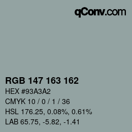 Farbcode: RGB 147 163 162 | qconv.com
